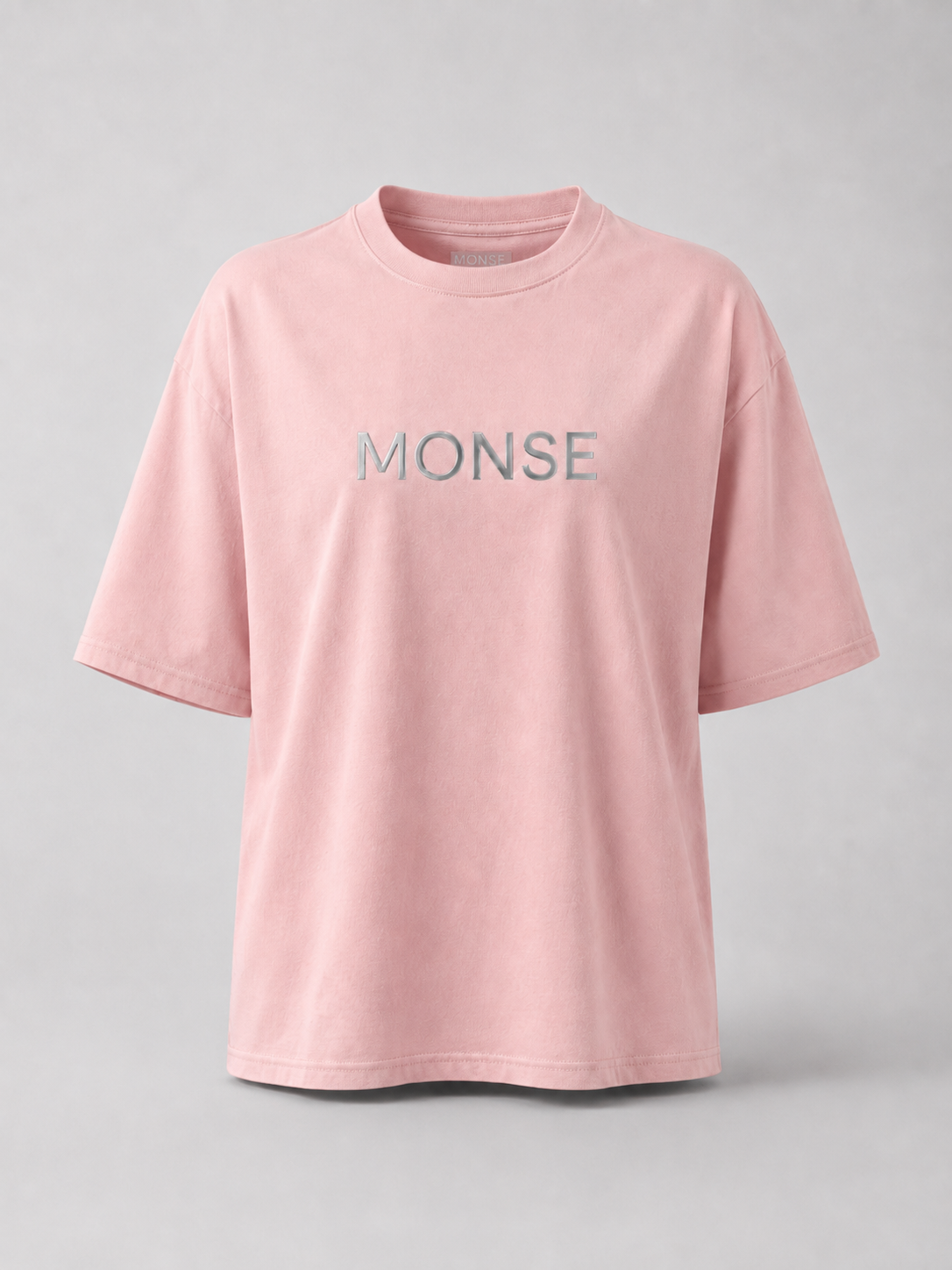 MONSE tee in soft pink cotton with subtle MONSE wordmark